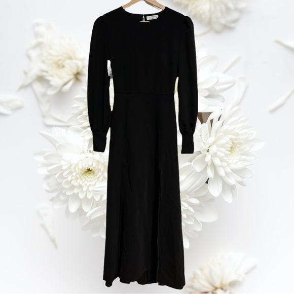 ARITZIA Babaton Black Hamptons Dress - Long Sleeve - Slit - Satin - Size 0 - NWT - Picture 6 of 15